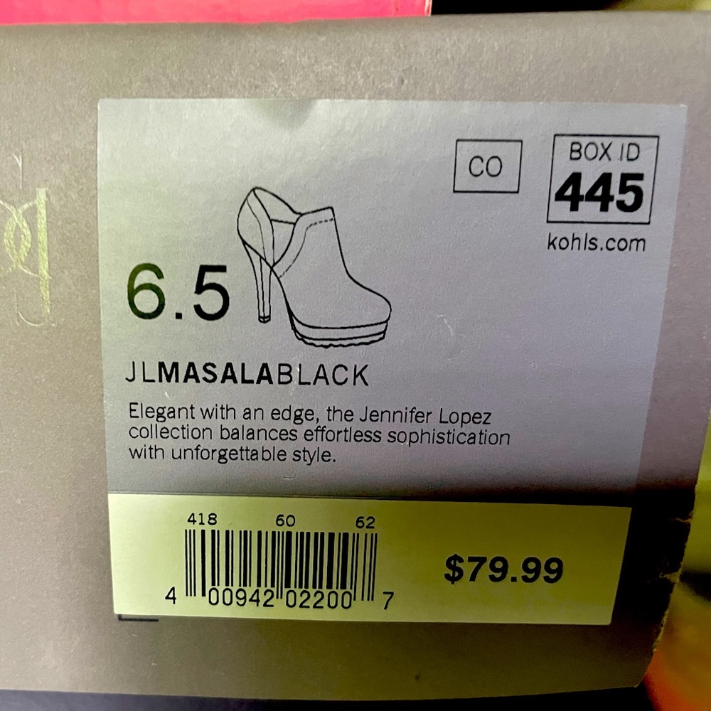 Jennifer Lopez size 6.5 brand new never worn black platform shooties